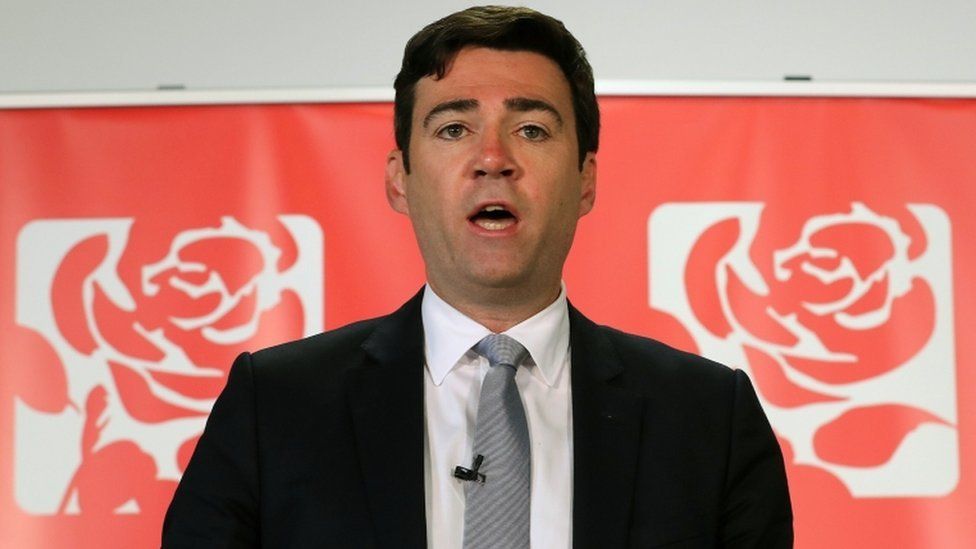 Andy Burnham makes a speech after he was selected as the Labour candidate who will fight to become the mayor of Greater Manchester.