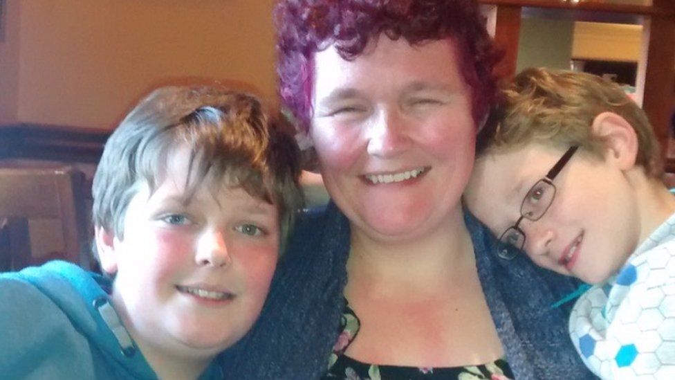 Claire Throssell with her sons.