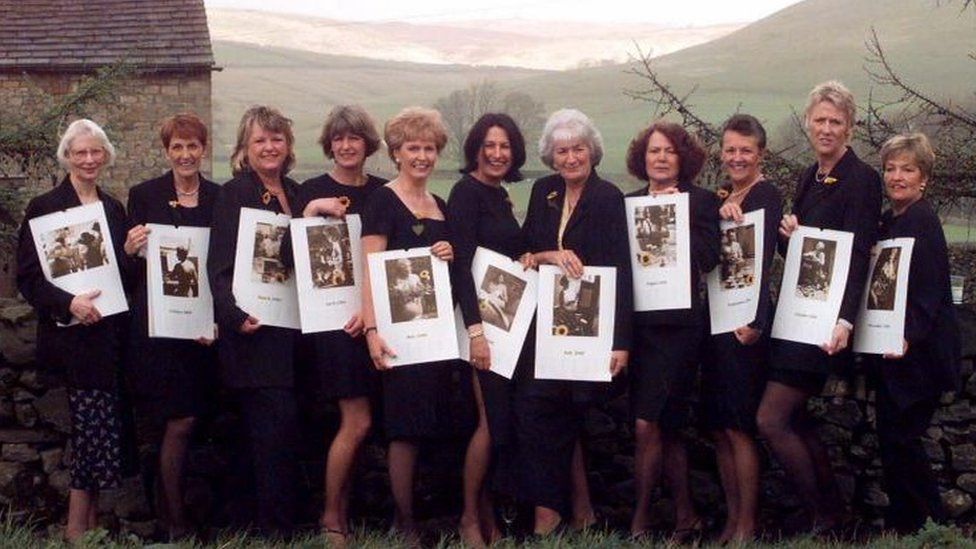 Members of the Women's Institute in Rylstone at the lauch of the calendar in 1999
