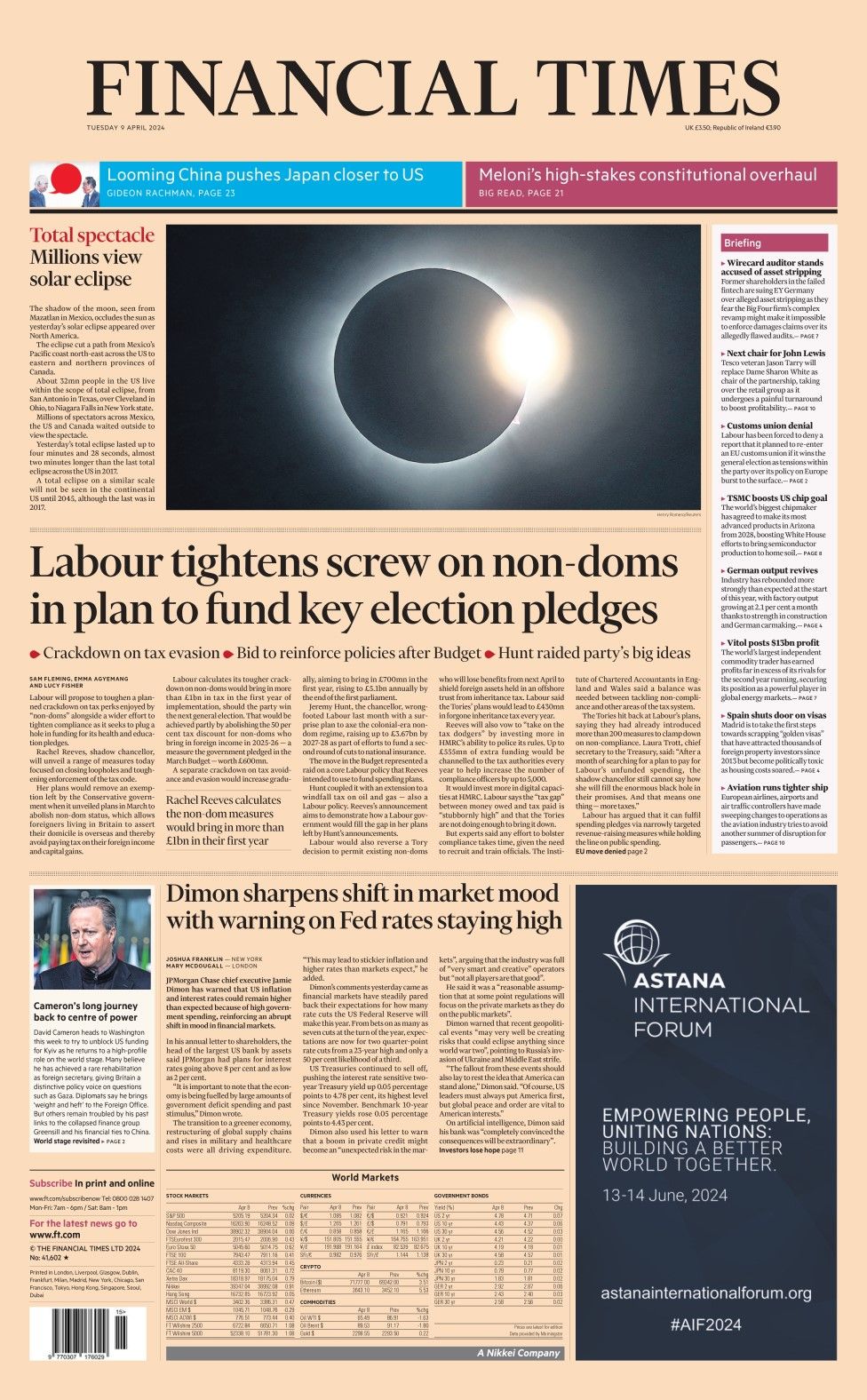 The headline in the Financial Times reads: Labour tightens screw on non-doms in plan to fund key election pledges