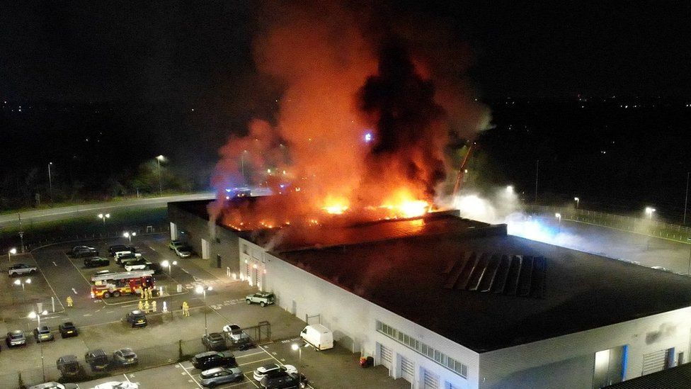fire at car dealership