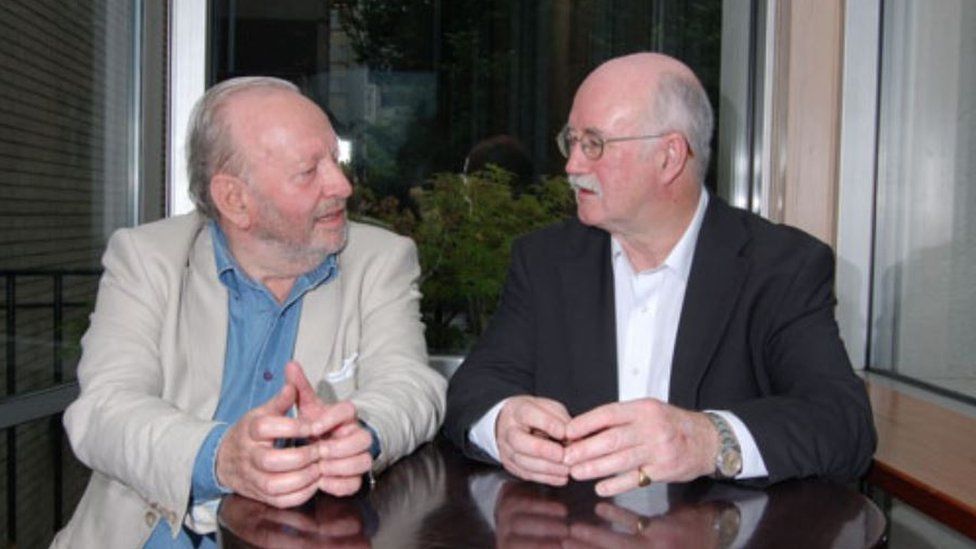 Derek Mahon (left) pictured with editor and publisher of Gallery Press Peter Fallon