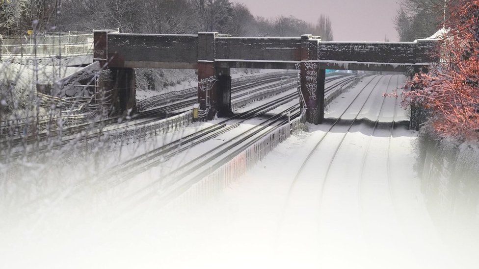 Snow-covered tracks