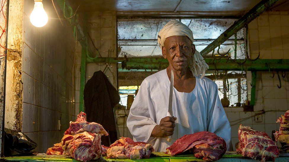 Sudan, Khartoum State, Omdurman, butcher