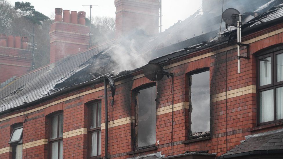 photo showing terrace houses affected by fire