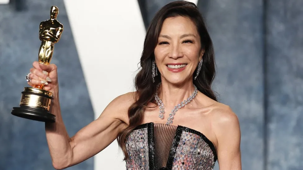 Picture of Michelle Yeoh holding an Award at the Oscars 2023 - Making History in 2023