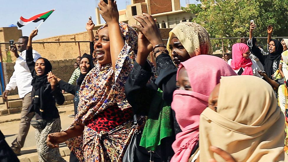 Women protesting in Khartoum, Sudan