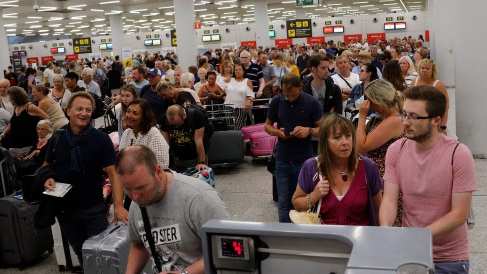 Chaos at Palma airport, Spain