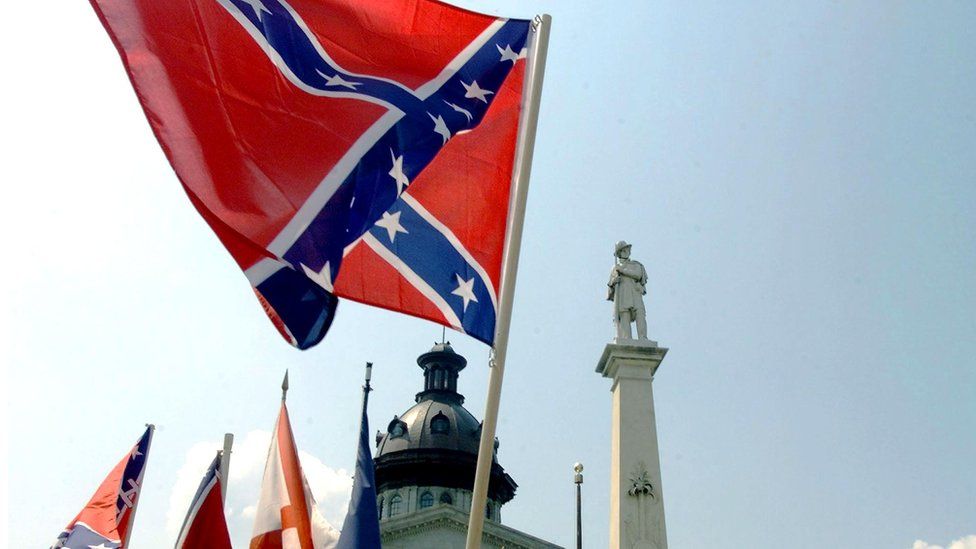Confederate flags in front of the state house in Columbia, South Carolina