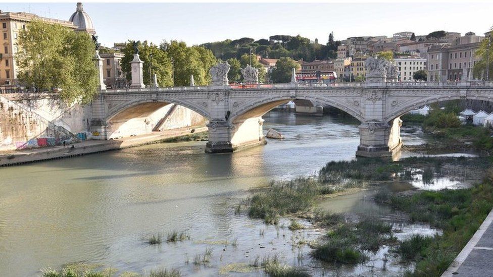 The Tevere river during the drought that hit the city of Rome, Italy, 28 August 2017