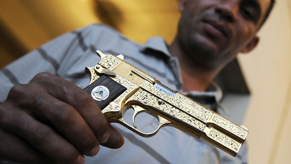 Gaddafi's gold-plated gun
