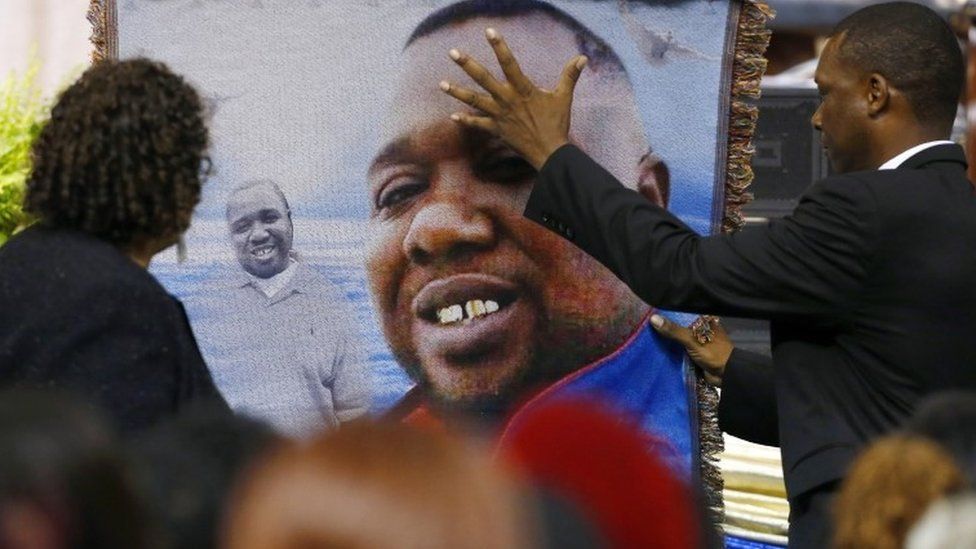 Picture of Alton Sterling displayed at his funeral