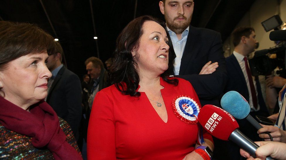 Paula Bradley pictured with party colleague Diane Dodds during an election count in 2017