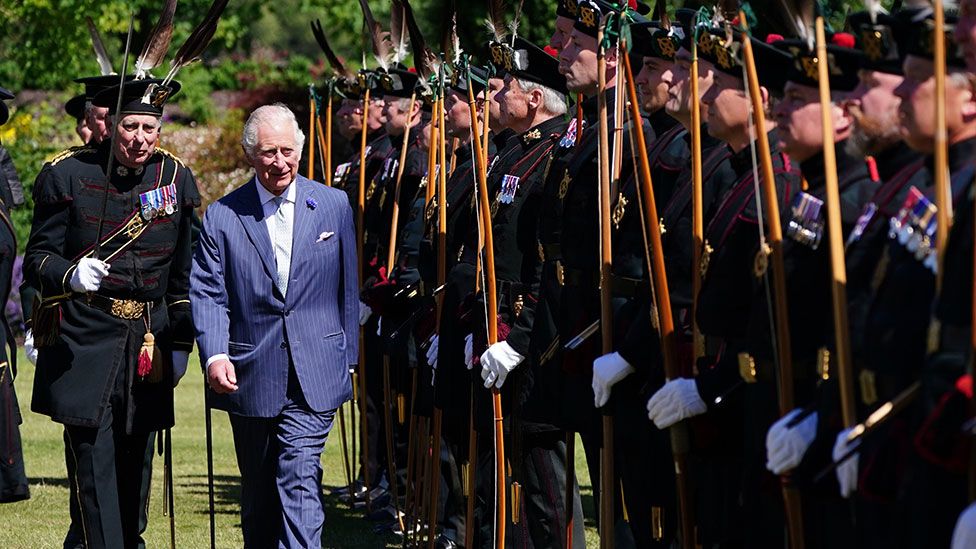 Charles inspecting Royal Company of Archers