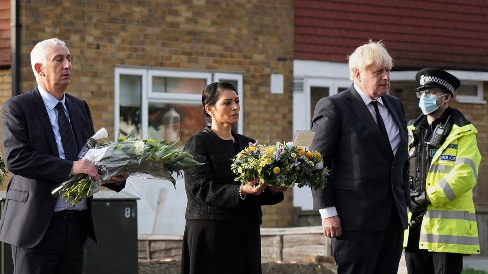 Speaker of the House Sir Lindsay Hoyle, Home Secretary Priti Patel and Prime Minister Boris Johnson