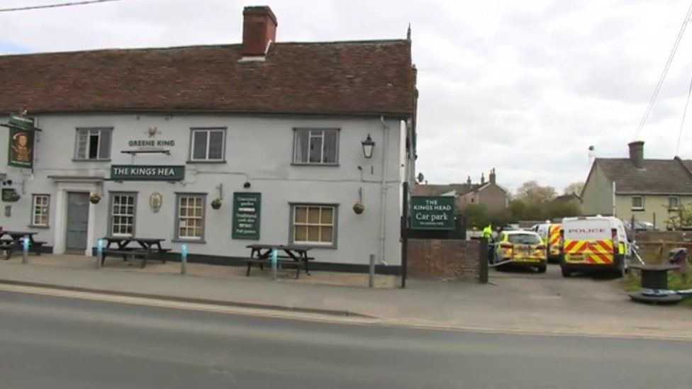 Police at the Kings Head pub in Great Cornard