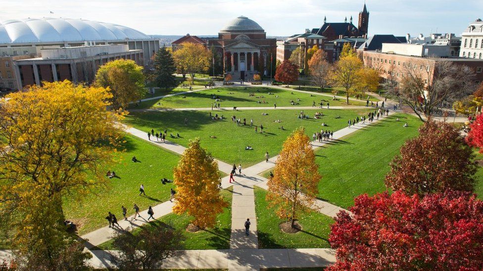 Syracuse University's quadrangle in autumn