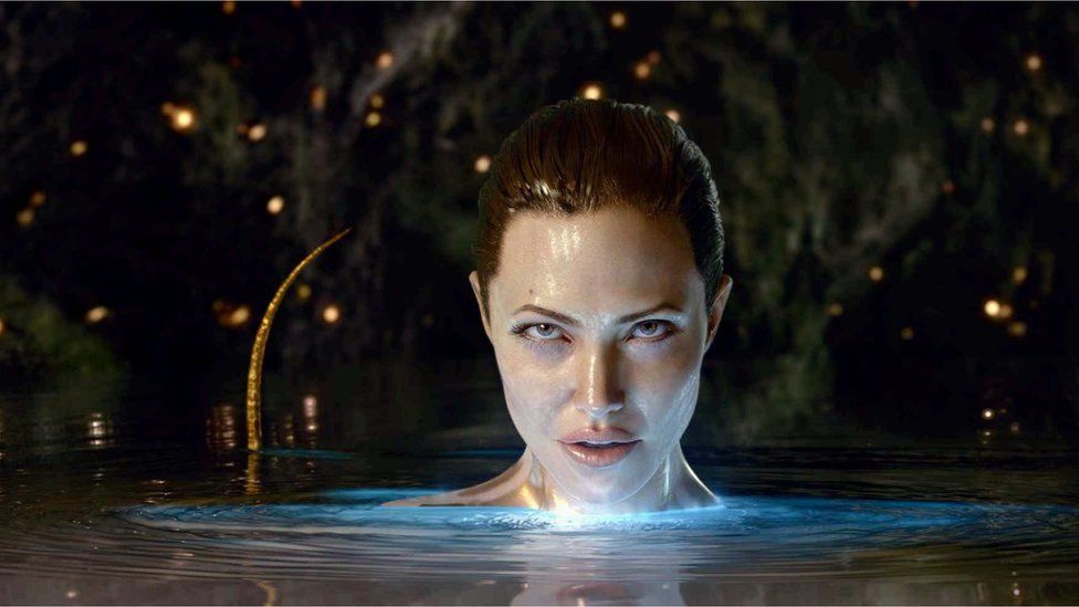Angelina as Grendel's mother in the 2007 Beowulf film