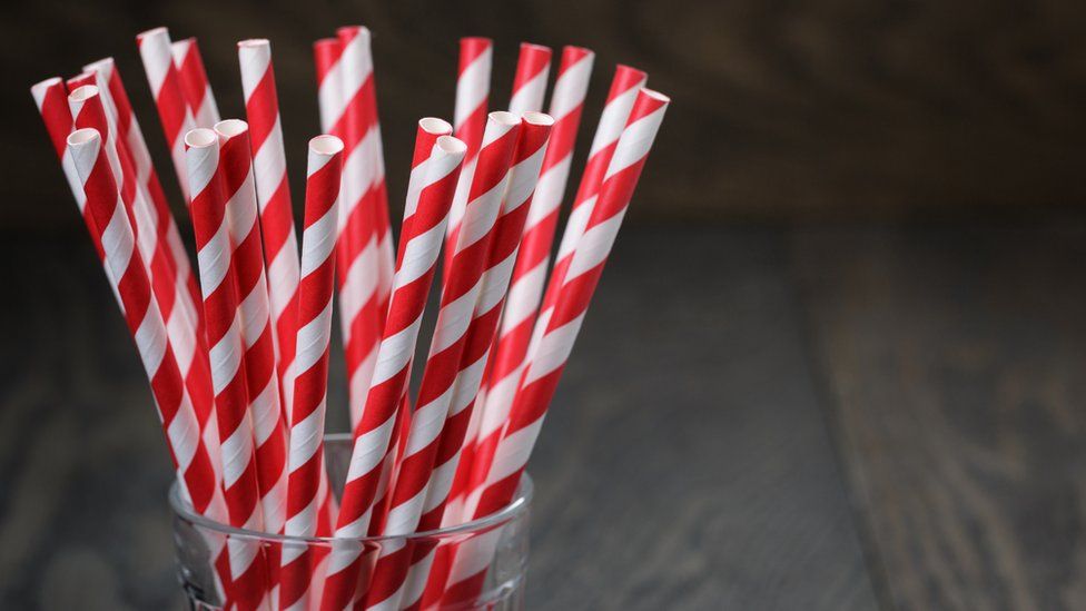 Paper straws in a glass