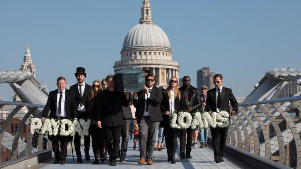A "funeral procession" for payday loans as part of marketing by Wagestream
