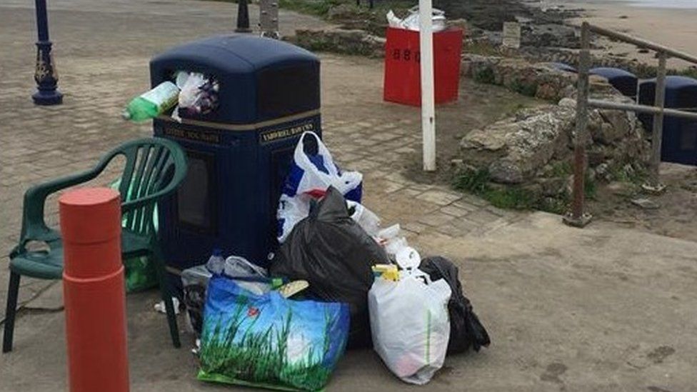 Litter left at Rest Bay, Porthcawl