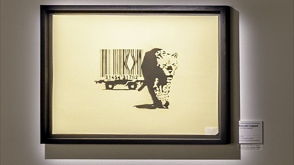 Leopard and Barcode (2000) on a wall