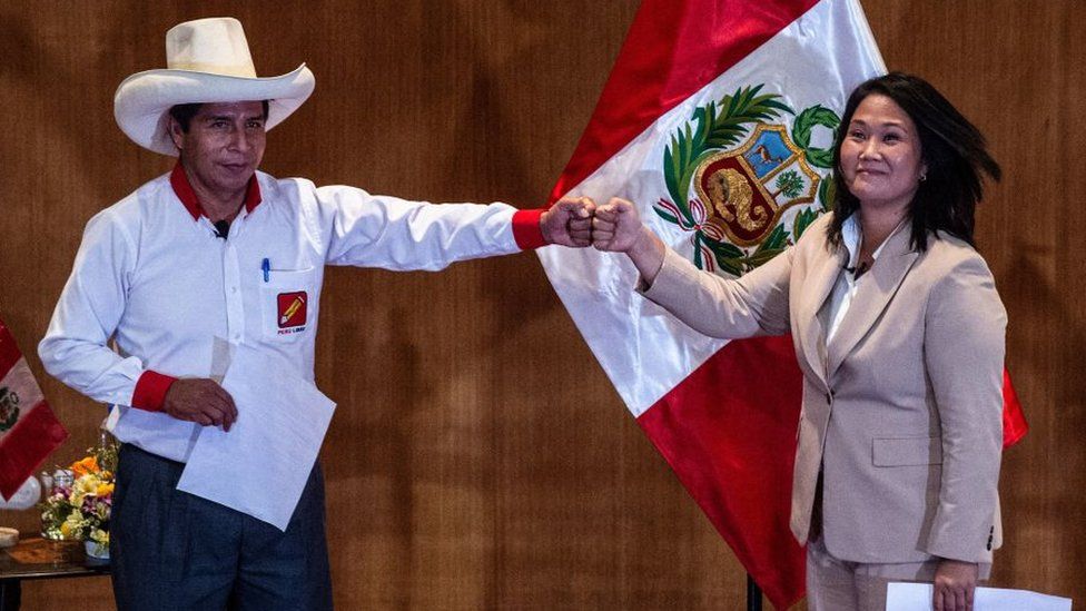 Peruvian rival presidential candidates Pedro Castillo and Keiko Fujimori