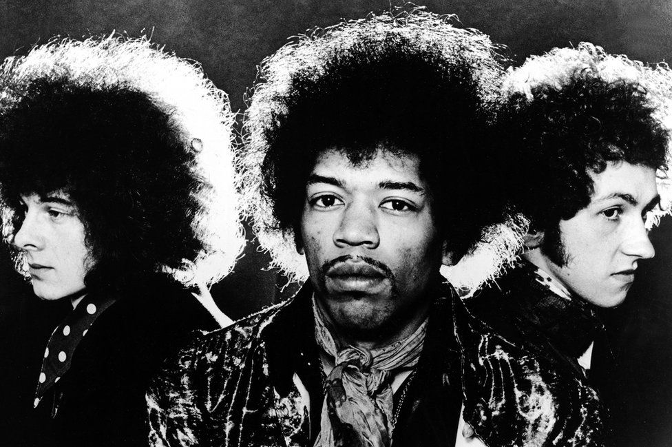 The Jimi Hendrix Experience, left to right, Noel Redding, Jimi Hendrix and Mitch Mitchell