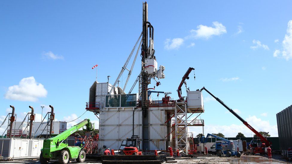 The Cuadrilla drill rig at Preston New Road shale gas exploration site