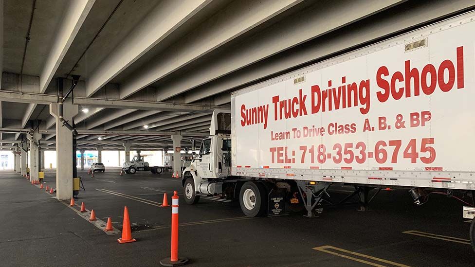 Drivers train to park trucks at Sunny Truck Driving School