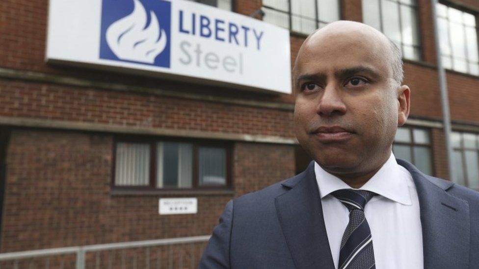 Sanjeev Gupta outside Liberty's latest acquisition - Dalzell steel plant in Scotland
