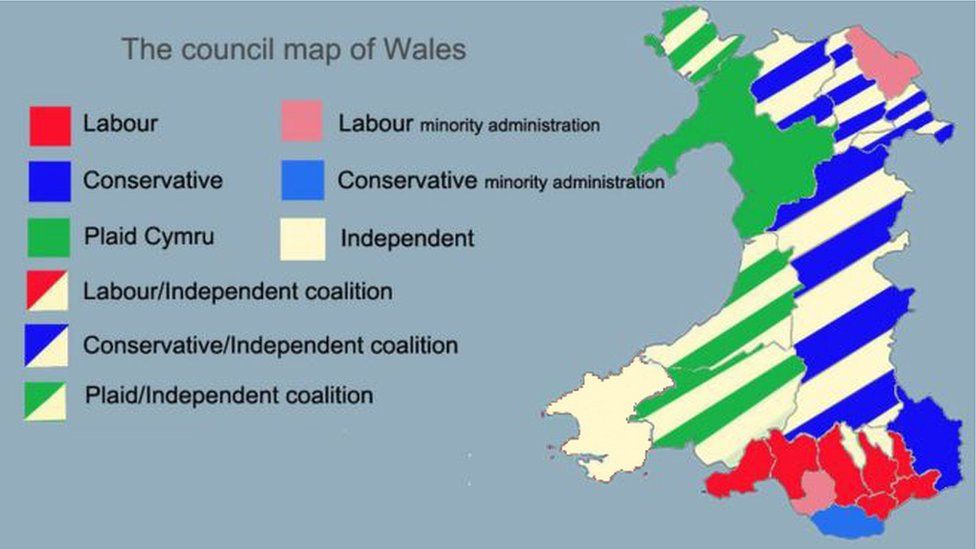 Wales council map