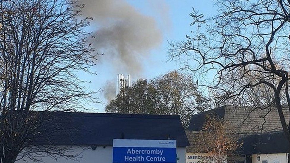 smoke arising from hospital area