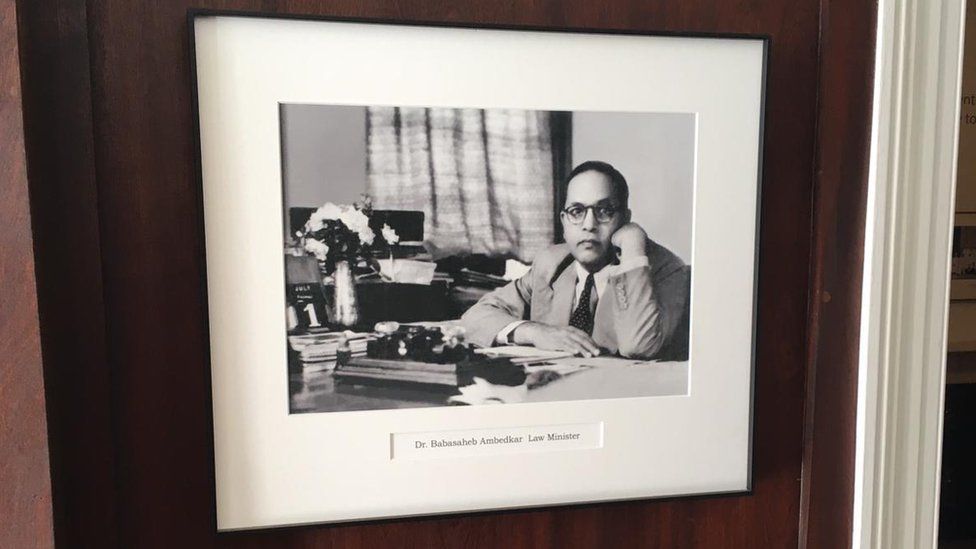 A portrait photograph of Dr Ambedkar