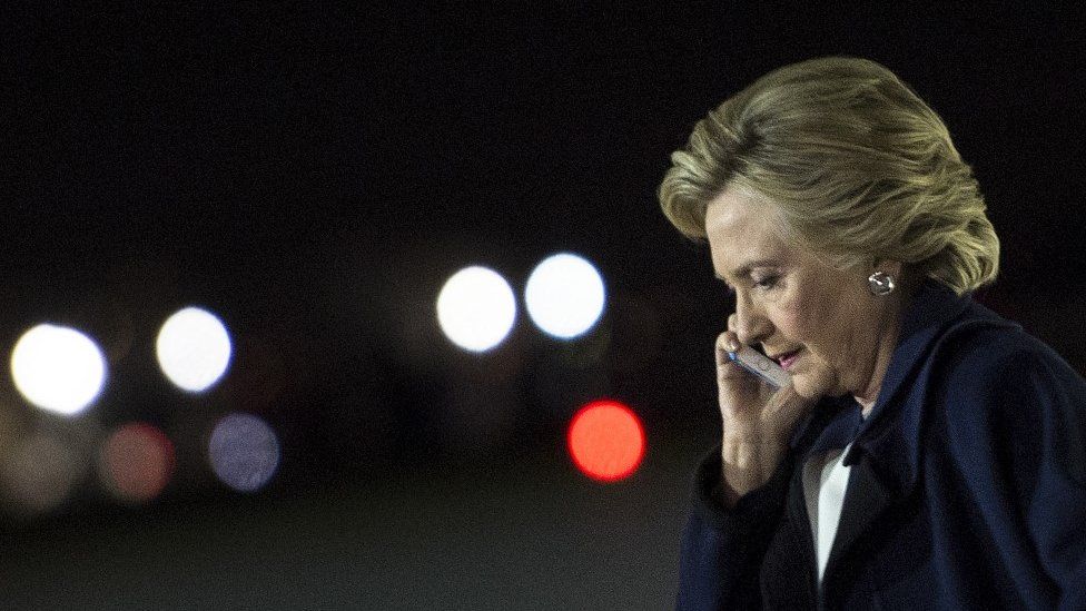 Hillary Clinton on the phone