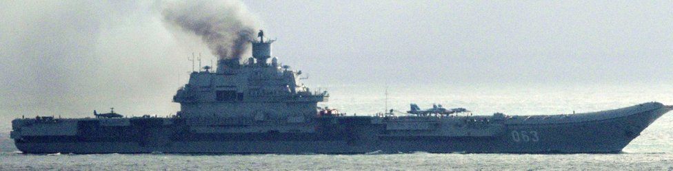 File photo dated 21/10/2016 of the Russian aircraft carrier Admiral Kuznetsov.