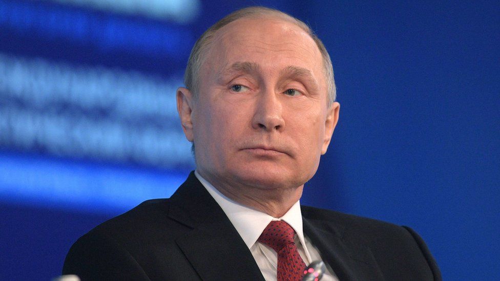 Russian President Vladimir Putin attends an Arctic forum on Thursday