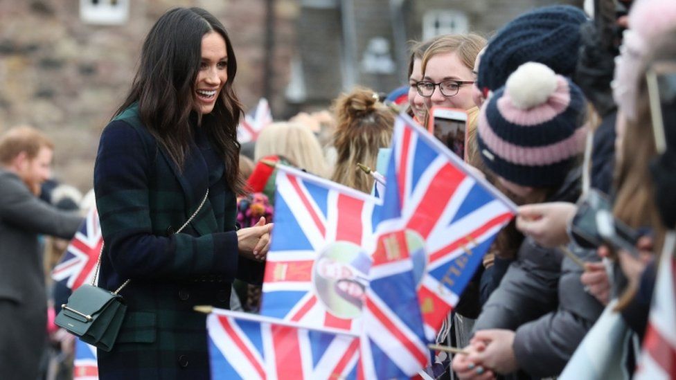 Meghan Markle during a walkabout on the esplanade at Edinburgh Castle