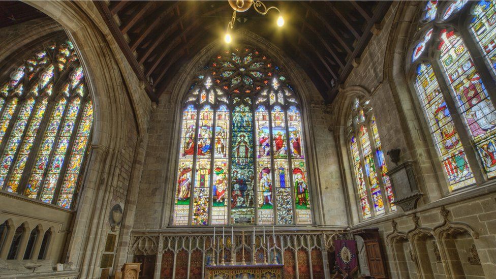 Future of Shrewsbury church's stained glass windows secured BBC News
