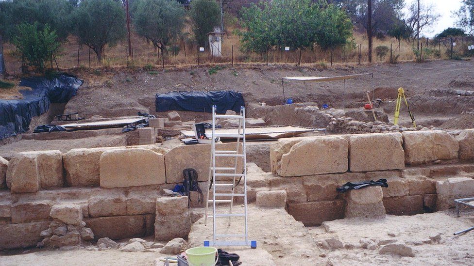 Excavations at the site of the Sanctuary of Amarysia Artemis, Euboea, Greece