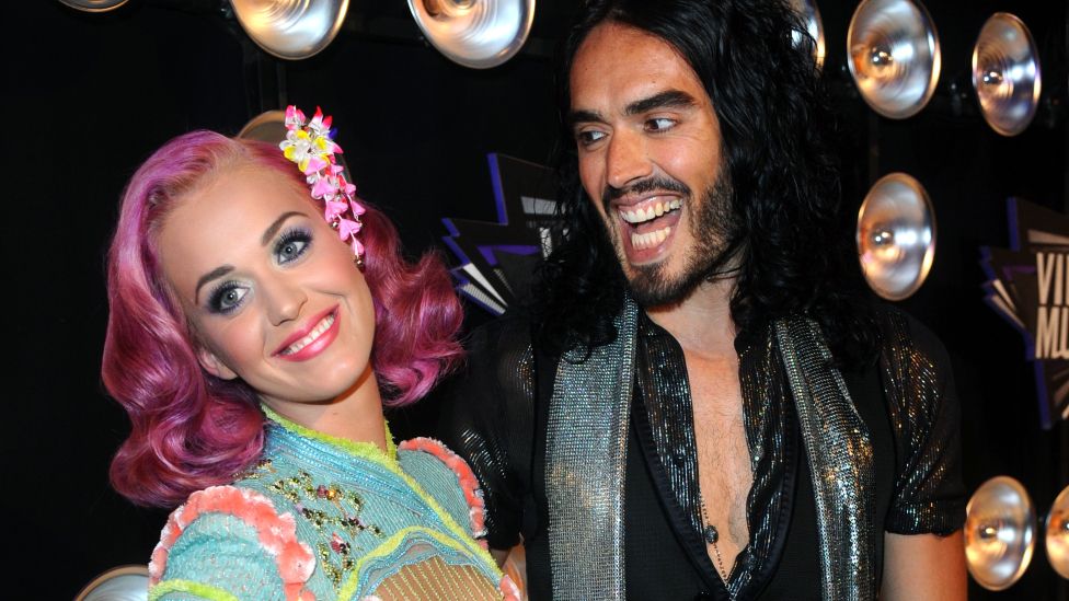 Katy Perry and Russell Brand attend the 2011 MTV Video Music Awards at the Nokia Theatre LA. Live on August 28, 2011 in Los Angeles, CA