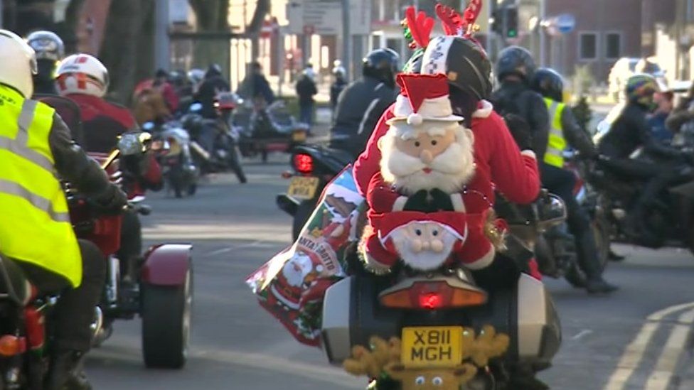 Hundreds of bikers in StokeonTrent Christmas toy run BBC News