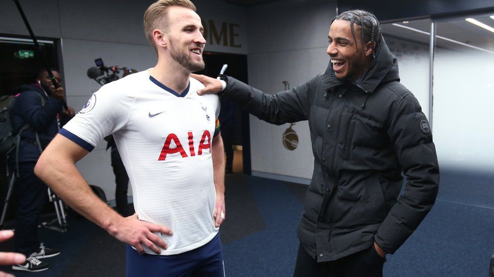 AJ Tracey meeting Tottenham's Harry Kane