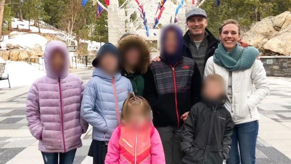 Ruby and Kevin Franke with their six children in 2018