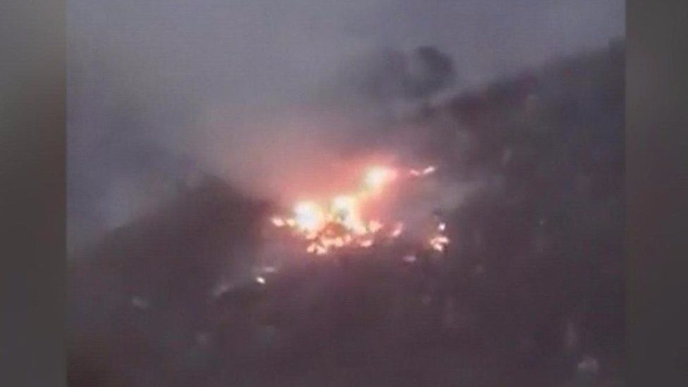 Footage on social media appears to show the crash site in northern Pakistan.