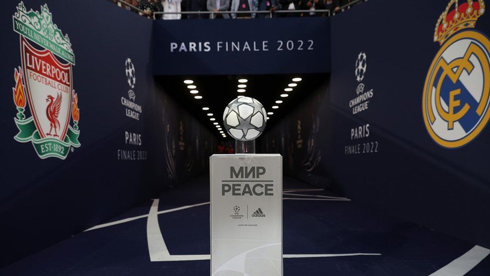 The match ball used to kick-off the 2022 Champions League final