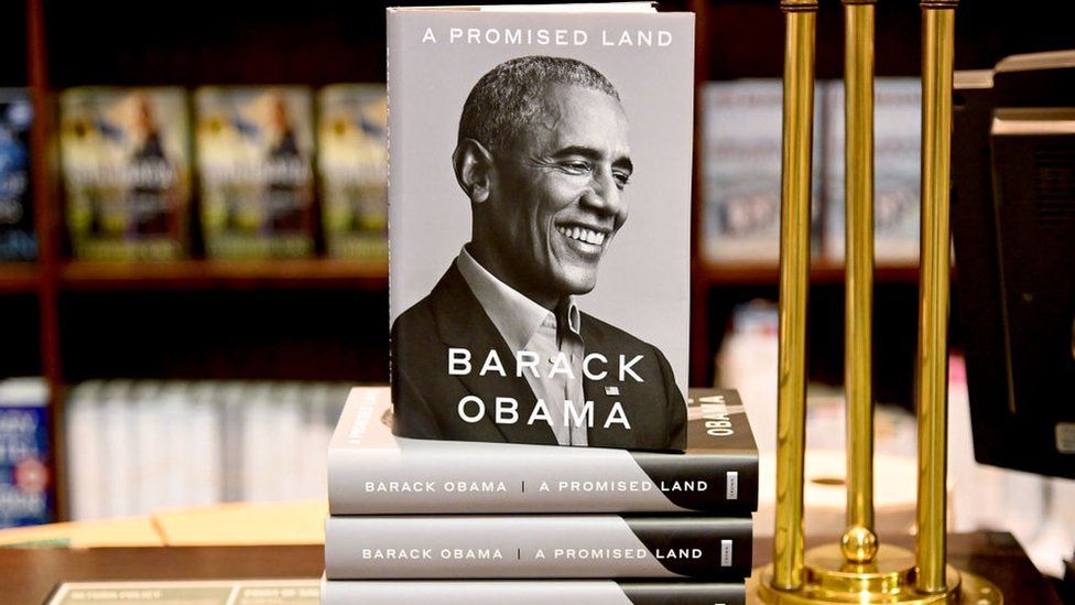 Barack Obama's memoir "A Promised Land" goes on sale ahead of the holiday season at Barnes & Noble Union Square on November 17, 2020 in New York