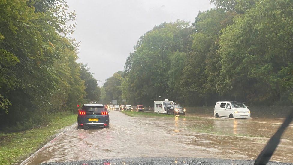 Flooding on the A82