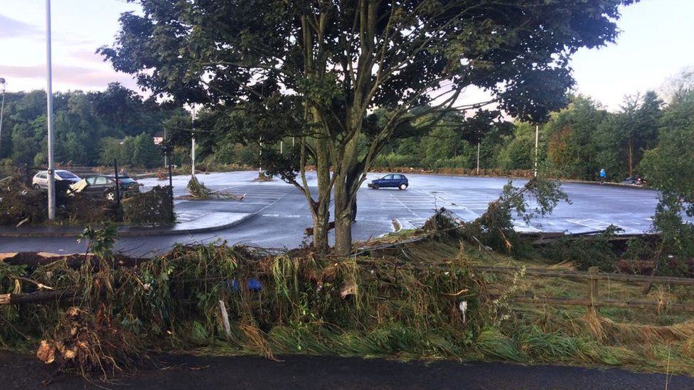 Storm damage at the park and ride in Drumahoe