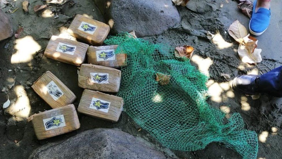 Cocaine packets wrapped in fishing nets in Mauban, Philippines